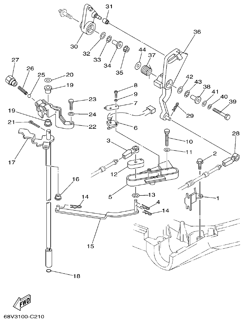 Yamaha F115TR, LF115TR, F115AET, FL115AET CONTROL parts diagram
